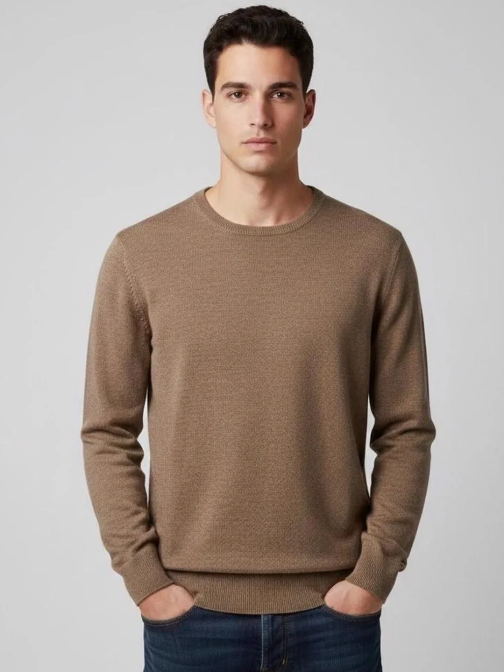 J.Crew brown merino wool blend crewneck sweater M
